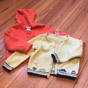 Bundle of sweaters, 2T, girl, green/orange